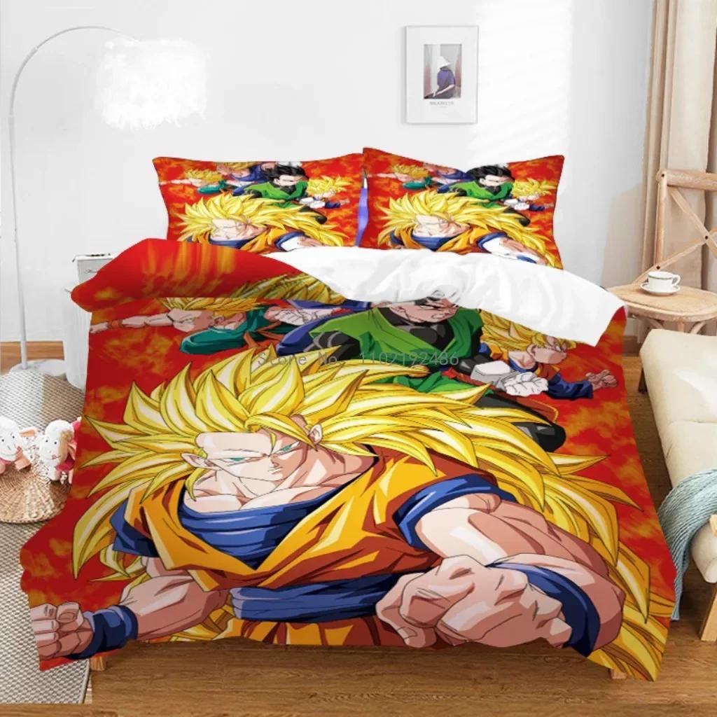 Son Goku Duvet Cover Set Boys' Dragon Ball Anime Cartoon Print Quilt Cover Bedding Suits For Adult Kids Friend G