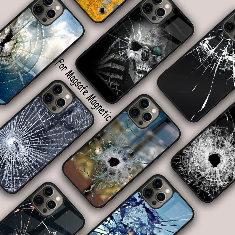 Bullet Hole Magnetic Phone Case For APPLE iPhone 17 Air 16 14 13 12 Pro Max 15 Plus Wireless Charge With MagSafe Cover