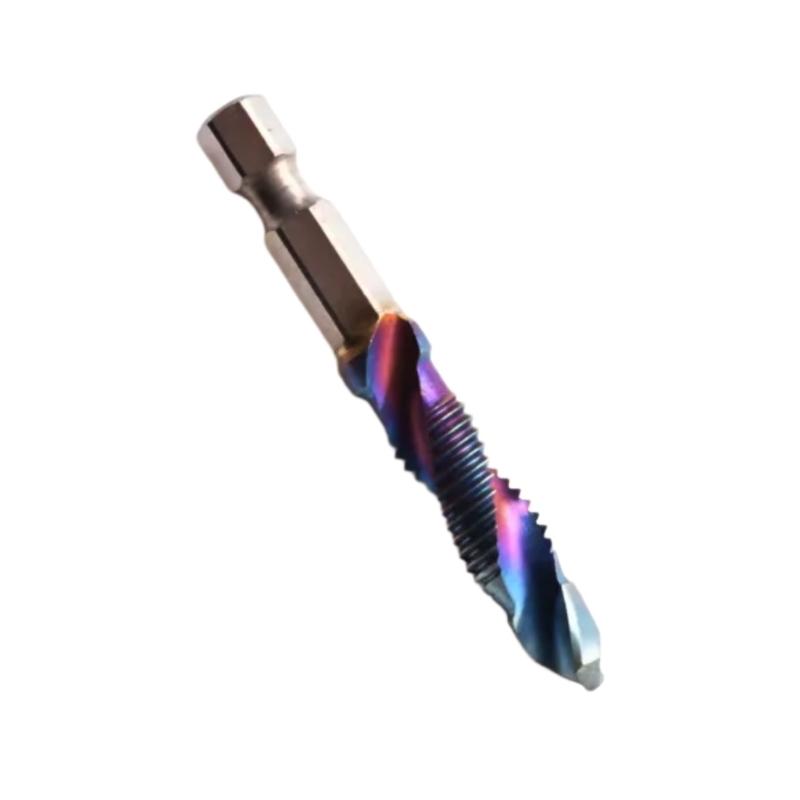 Metric Thread Tap Drill Bits Set 3 To M10 Titaniums Plated HSS Hex Shanks for Wood Plastic Aluminum