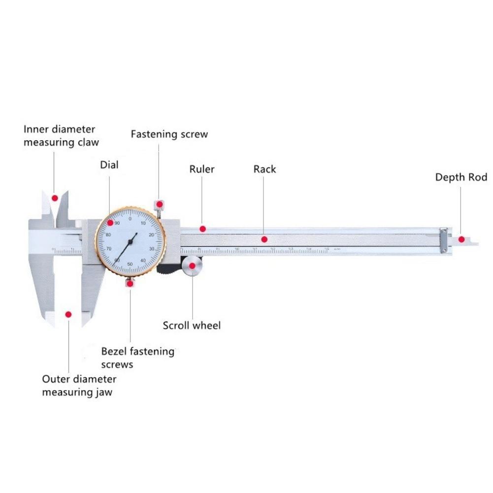 1pc 0-150mm Industry Stainless Steel Vernier Caliper Shock Proof For Dial Vernier Caliper Metric Measuring Tool For Home DIY