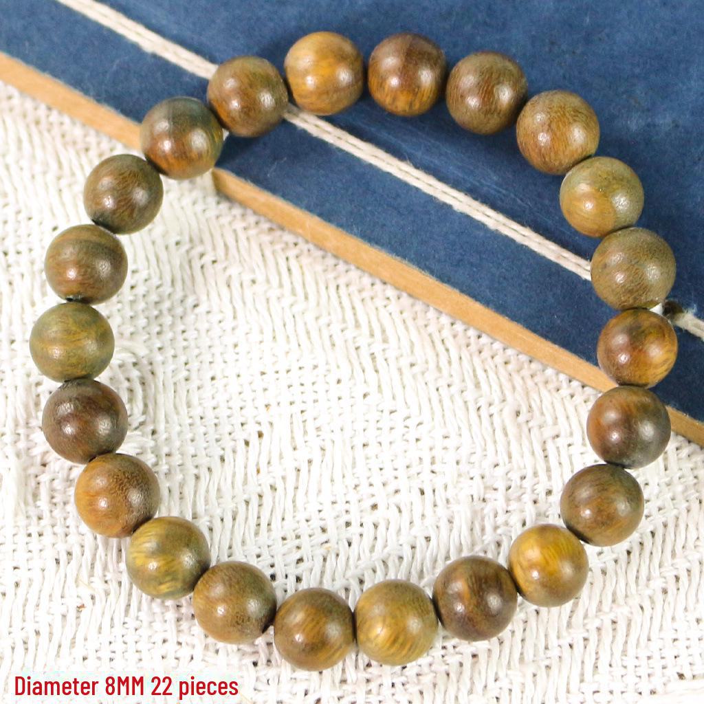 Exquisite 8MM Green Sandalwood Bracelet for Women: Naturally Fragrant, Color-Changing In Light