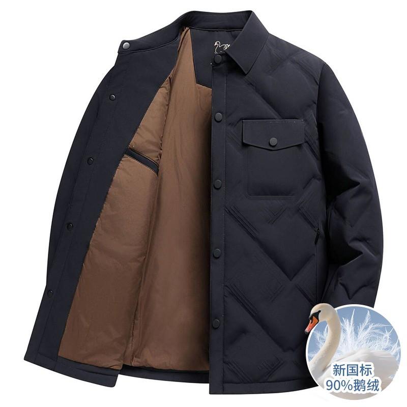 Mens Lightweight Goose Down Jacket 50% Content Hooded Casual Outerwear Mild Winter