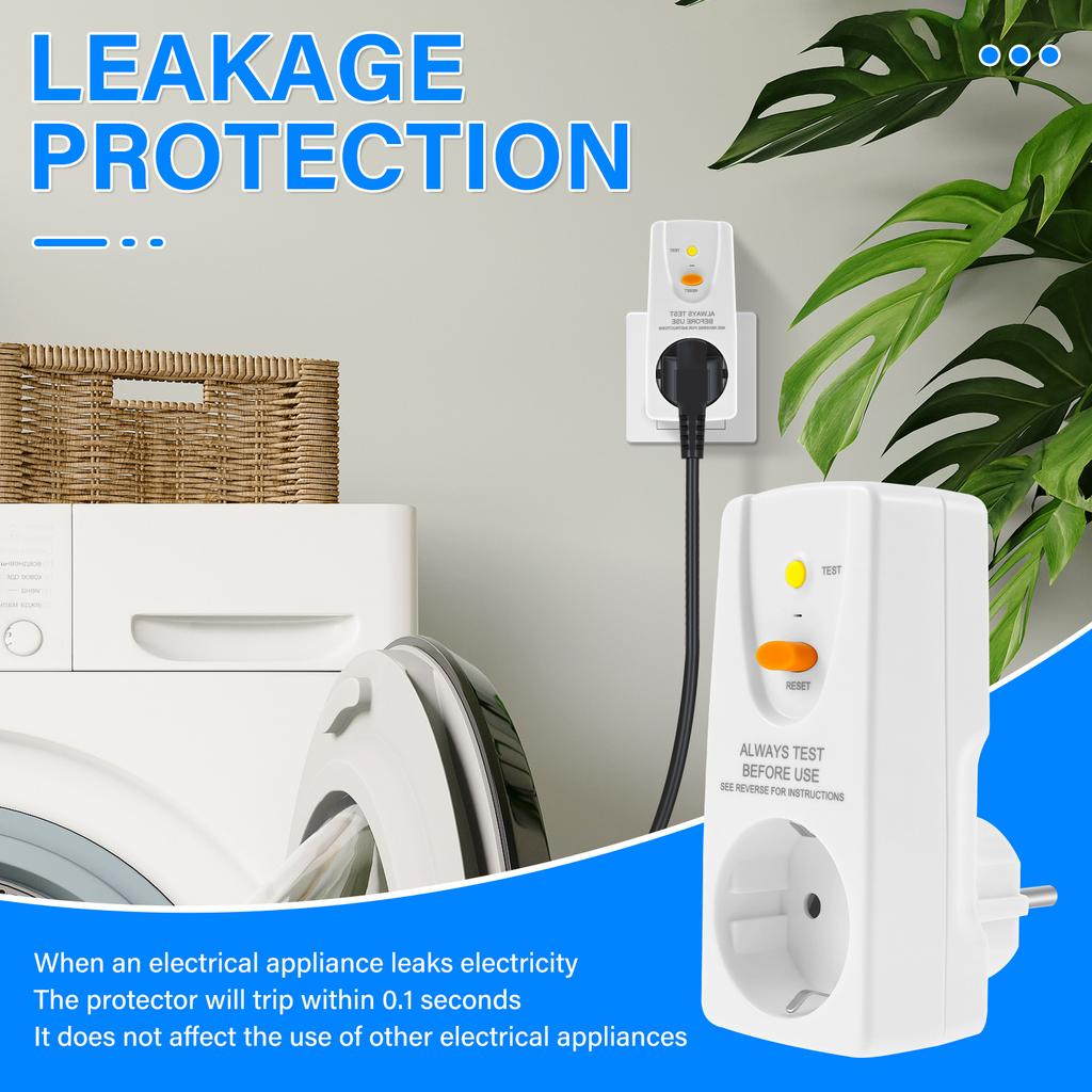 EU Gfci Leakproof Plug Circuit Breaker Personal Safety Protection Plug 16A Is Suitable for Household Equipment Tools Outdoor