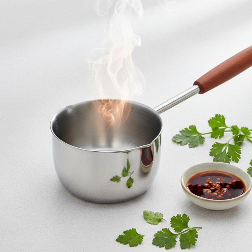 Oil Pot Thickened Body Long Handle Oil Pot Titanium Saucepan Flame-Resistant Proof Saucepan with Pour Spout Rust Resistant