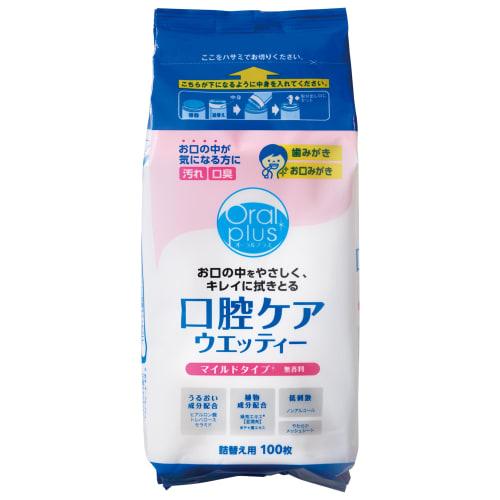 Wakodo Oral Plus Oral Care Wetties Mild Refill, 100 Sheets