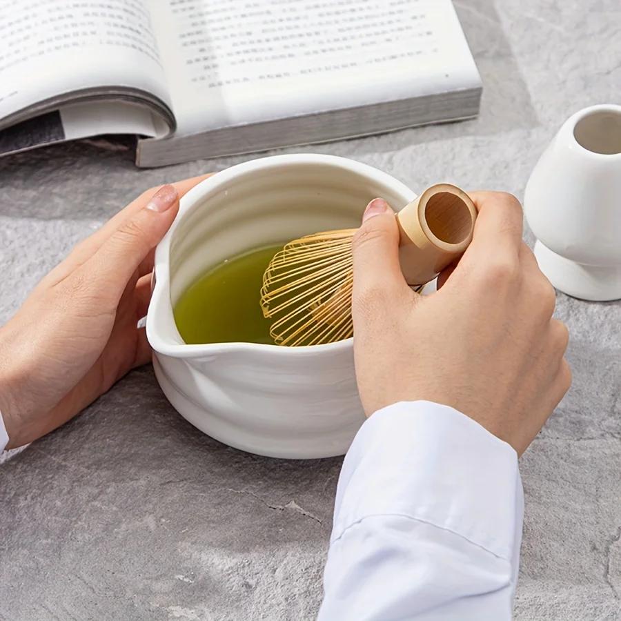 1pc 161ml/16oz Japanese Traditional Ceramic Matcha Bowl with Pour Spout, Handmade Japanese Style Matcha Green Tea Ceremony Chawa