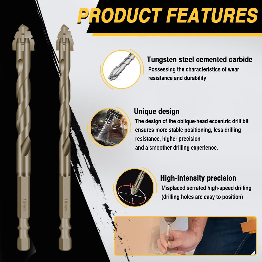 7Pcs Four-Flute Sawtooth Eccentric Drill Bit Multifunctional High Hardness Glass Drill Bit 3/4/5/6/8/10/12 Mm for Wood Metal