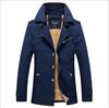 2026 New Top Men's Pure Cotton Large Size Medium and Long Jacket Men's Casual Solid Color Jacket Men's