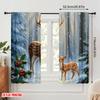 2pcs,2D Plane Printing Print Curtains Deer Family Winter Forest (3) Versatile Polyester Fabric (without Rod) Outdoor Decorations