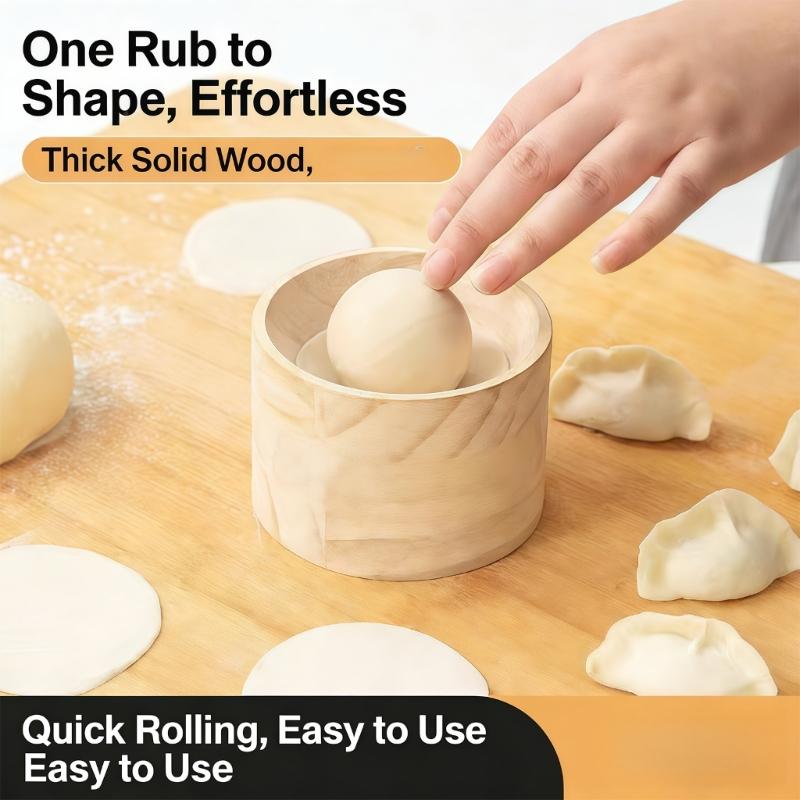 Dumpling Skin Maker Wooden Mold And Ball Set Manual Dough Skin Presser Hand Pie Rolling Tool for Easily Cooking
