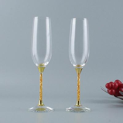 2PCS/Set Oh Trend Creative Crystal Champagne Glass, Ceremony Central Table Decoration, Wedding Gold Foil Stand Champagne Goblet