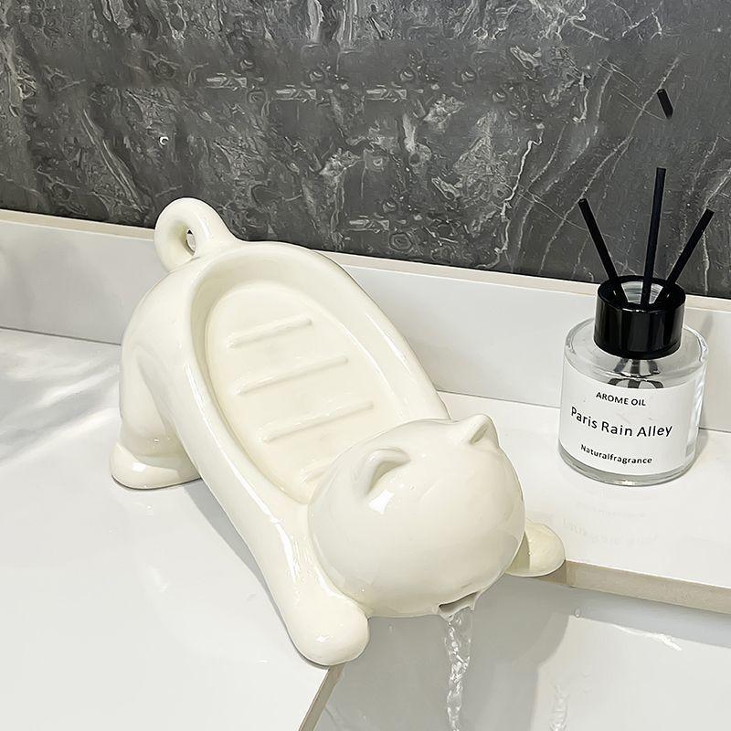Cute Cat Soap Dish -Decorative Plastic Holder for Bathroom, Ideal for Soap and Sponges Storage, Bathroom Accessories  soap case