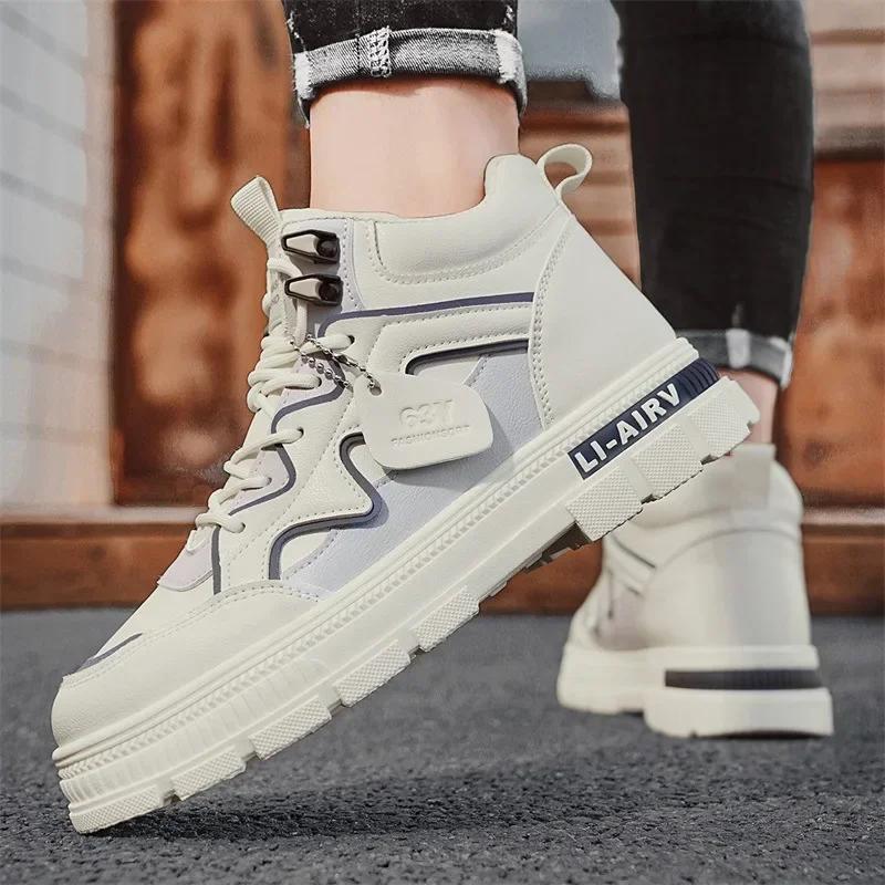 Pánské tenisky 2025 Módní kotníkové boty pro muže Ploché ležérní boty Zimní teplé tenisky Luxusní voděodolné Pánské krátké boty