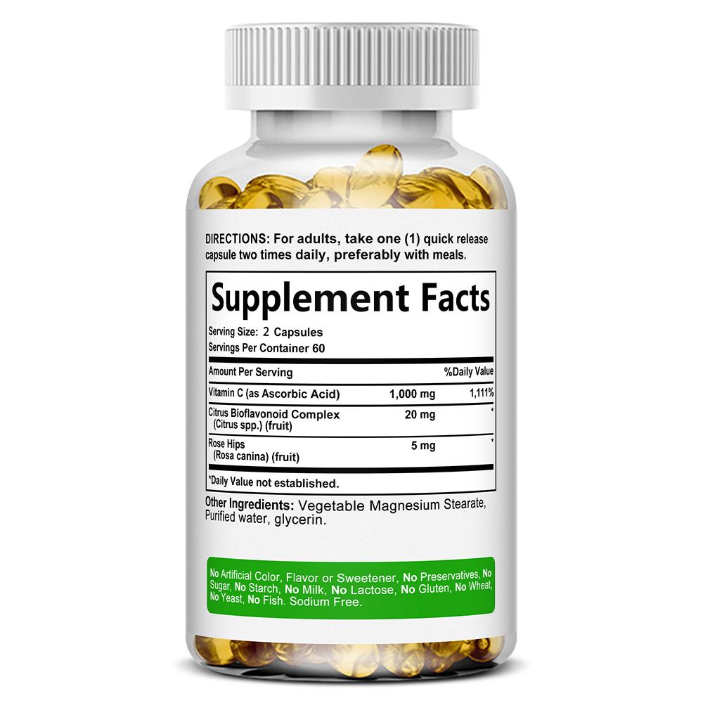 Vitamin C Dietary Supplement, With Citrus Bioflavonoid Complex, 120 Softgels Per Bottle