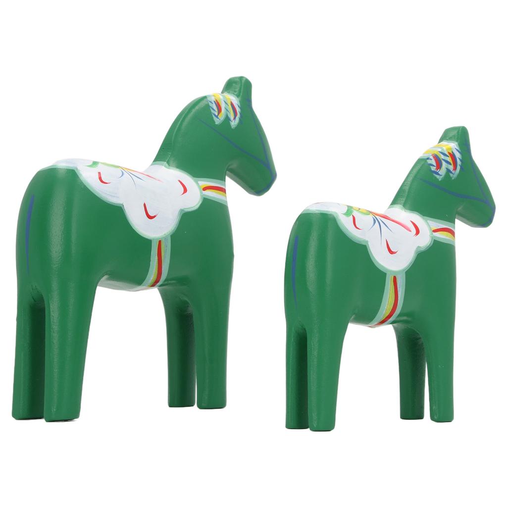 1 Pair Swedish Dala Horse Decor Wooden Traditional Painted Dalecarlian Horse Statue Figurine Home Ornament Handicraft