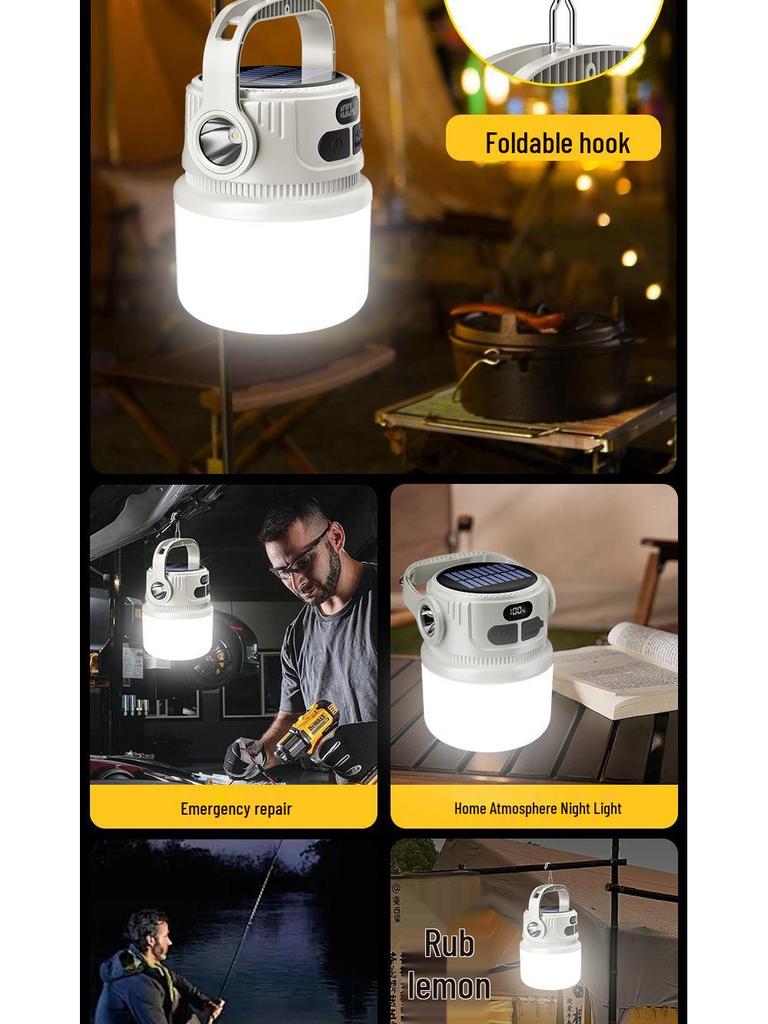 Solar-Powered Multifunctional Camping Light with USB Charging & Remote Control for Outdoor Use