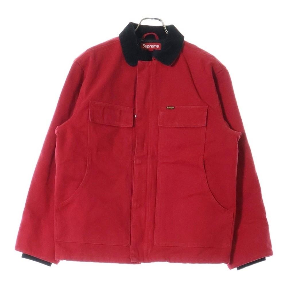 SUPREME 25SS Рабочая куртка из холста Old English Красная Б/У fcff7fef9c853b wbr/ 98a3035602866 Унисекс Футболка S