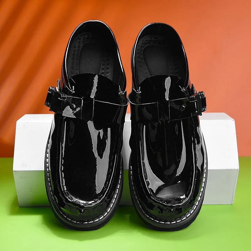 Fashion Men's Casual Slippers Loafers Lightweight Luxurious Comfortable Business Office Walking Shoes One Foot PU Leather Shoes 2025