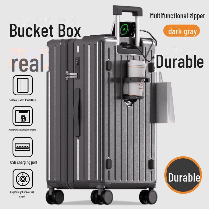 "Mala de viagem durável de 24 polegadas com porta-copos e trava resistente para homens e mulheres"