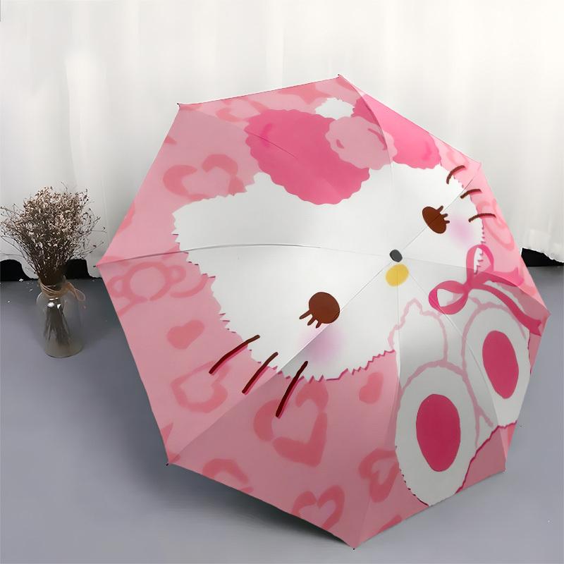 1pc Hello Kitty Pink Background Umbrella with Plastic Handle,Suitable for All Seasons Home Travel Outdoor UmbrellaSanlio699