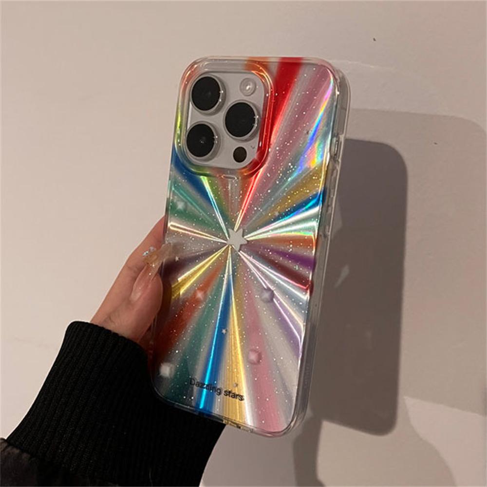 Luxury Laser Radiant Firework Rainbow Color Phone Case For iPhone 15 14 13 12 11 Pro Max MINI 7 8 PLUS X XS MAX XR Soft Cover