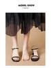 Sandali Peep-Toe con Tacco Chunky Stile Fatato - Calzature Estive da Donna Morbide, Comode, Senza Tallone, a Fascia Singola.