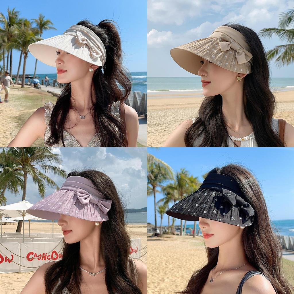 Summer Sun Hat With Butterfly Knot Large Brim For Women Sun Protection