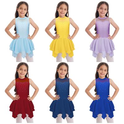 Robe de danse de Ballet sans manches pour filles, tenue de patinage sur glace, vêtements de danse de compétition de ballerine