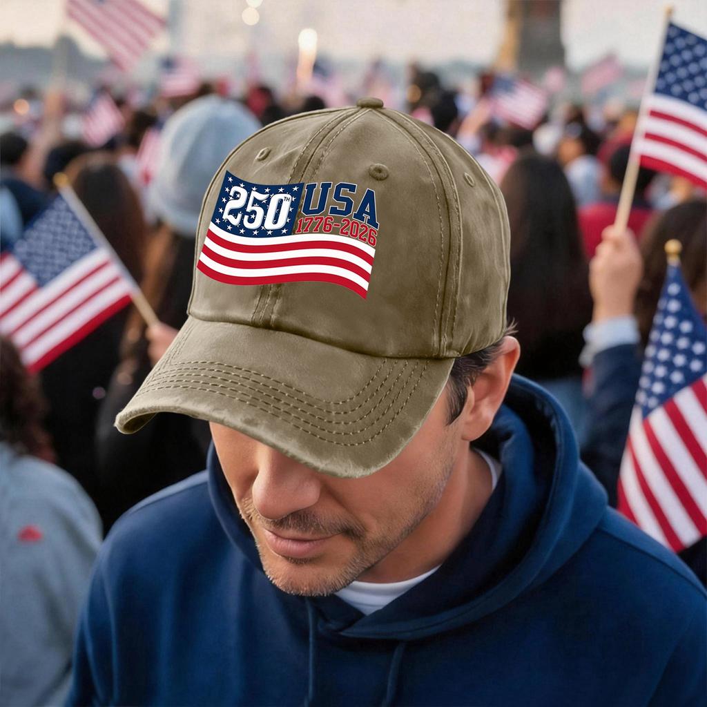 Men's and Women's Matching American 250th Anniversary Anniversary Embroidered Vintage Washed Baseball Cap