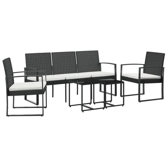 VidaXL Ensemble à manger de jardin avec coussins 5 pcs noir rotin PP, ensemble à manger, ensemble à manger d'extérieur, 360218