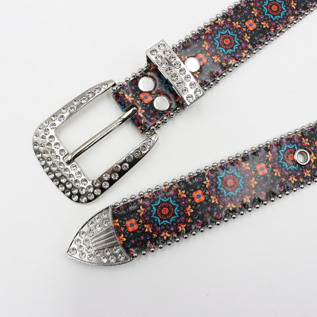 Bohemian Rhinestone Leather Belt - High-End Y2K Style Women's Trendy Waistband