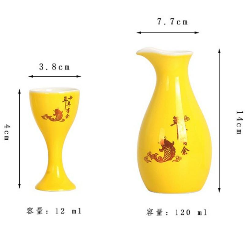 6Pcs/set Ceramics Chinese Style Sake Pot Cups Set 2 Pots 4 Cups Home Restaurant Party Drinking Barware Set Friend Gift Box New