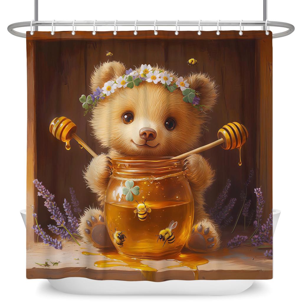 Cute Animals Pets Bathroom Shower Curtains Cat Dog Panda Giraffe Bathroom Decor Waterproof Curtain With Hooks Polyester Curtain
