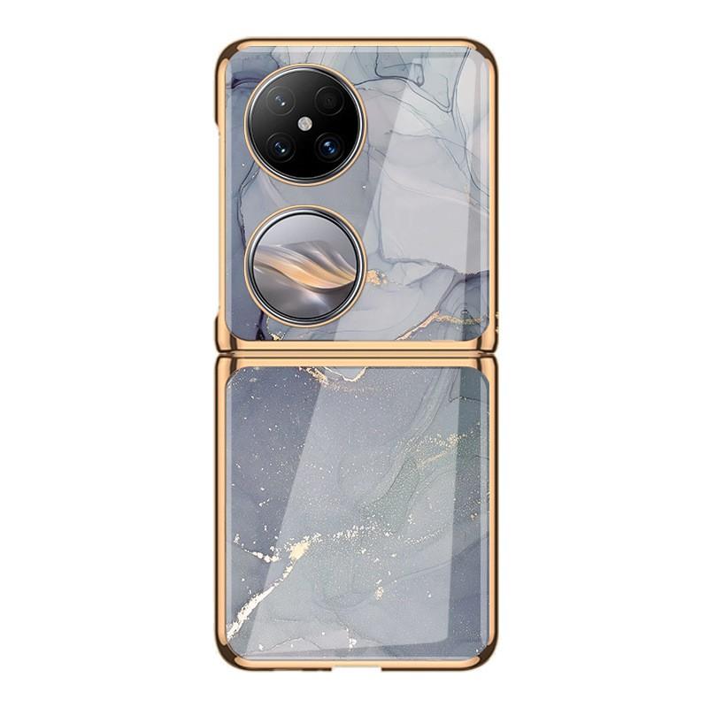 Premium Electroplated Glass Phone Case Pocket 2 With Marble Crack Design Hard Shell Cover
