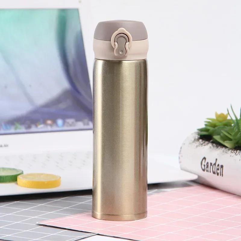 350ml Solid Color 304 Stainless Steel Double-layer Bouncing Cup Thermos Universal Thermos Flask Gift Water Cup