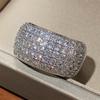 Huitan Micro Paved 5 Reihen CZ Ring für Damen Bling Bling Luxus Damenring Party Verlobung Eheringe Schmuck Heiß