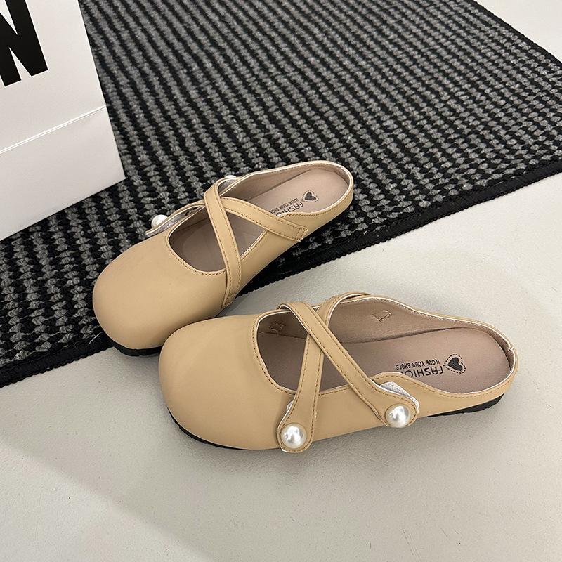 

Баотоу полутапочки женские 2025 новая женская обувь французские уличные сандалии тапочки мягкая подошва не устают туфли Мэри Джейн 40 верблюд