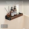 Scaffale da Bagno in Noce 2 Pezzi, Montaggio a Parete, Senza Foratura, Portaoggetti 30cm