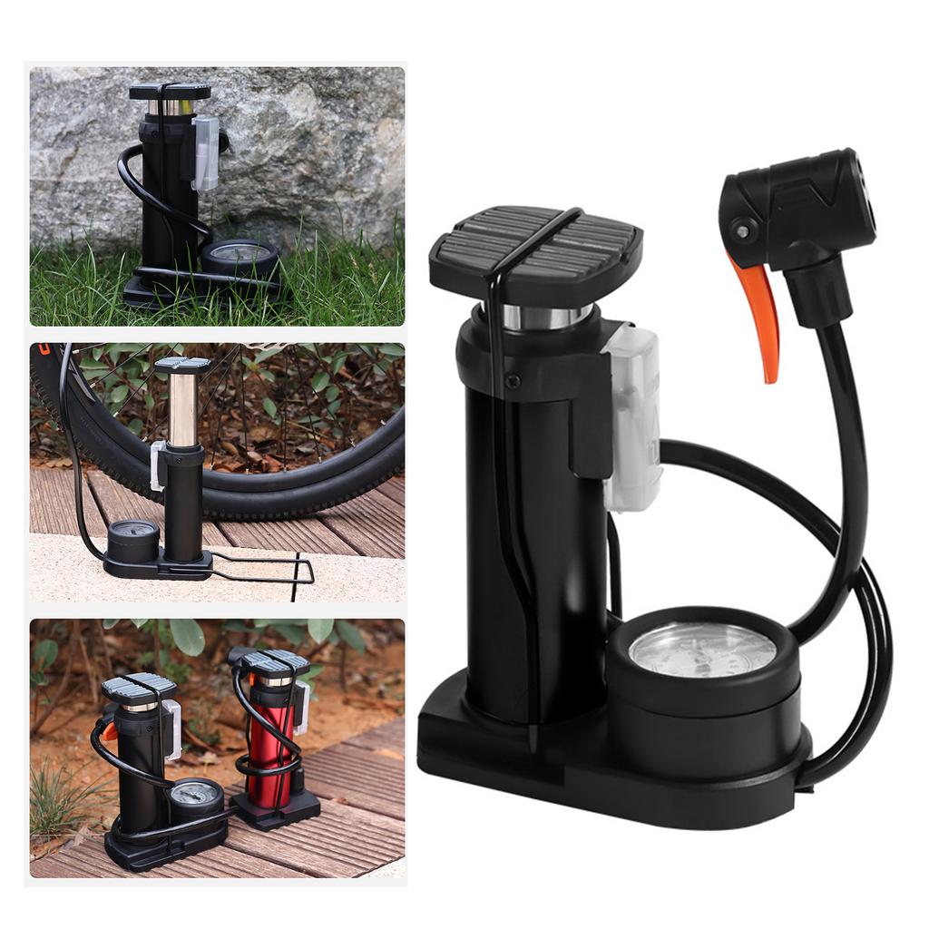 Kleine Fahrrad-Standpumpe für Mountainbikes, Fahrradpumpe, 140 PSI Fahrrad-Luftpumpe mit Manometer