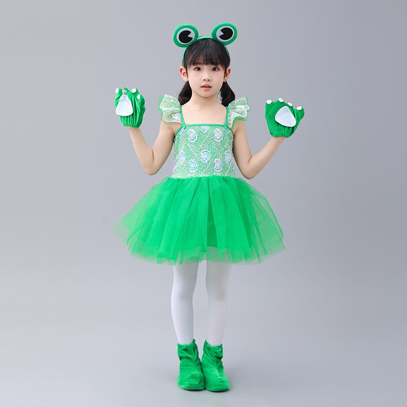 Costume da Ballo Rana Verde per Bambini - Vestito di Scena per Girini che Cercano la Mamma