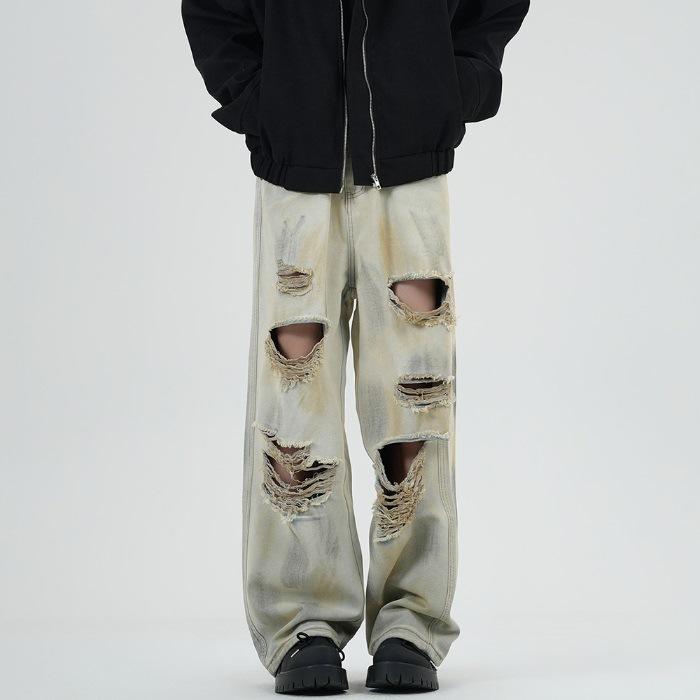 

Новые весенне-летние брюки-шаровары, грязные брюки, выгоревшие уличные джинсы, брюки 3XL