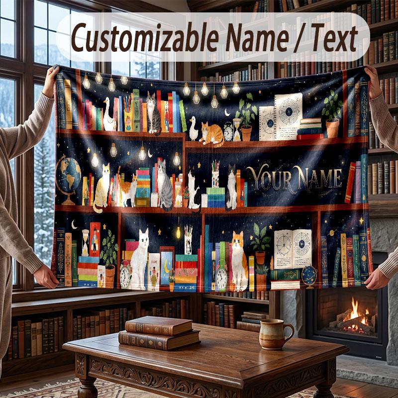 Fantasy Magic Theme Throw Blanket Custom Name Text Personalized Blanket Soft Cozy Blanket for Home Sofa Bed