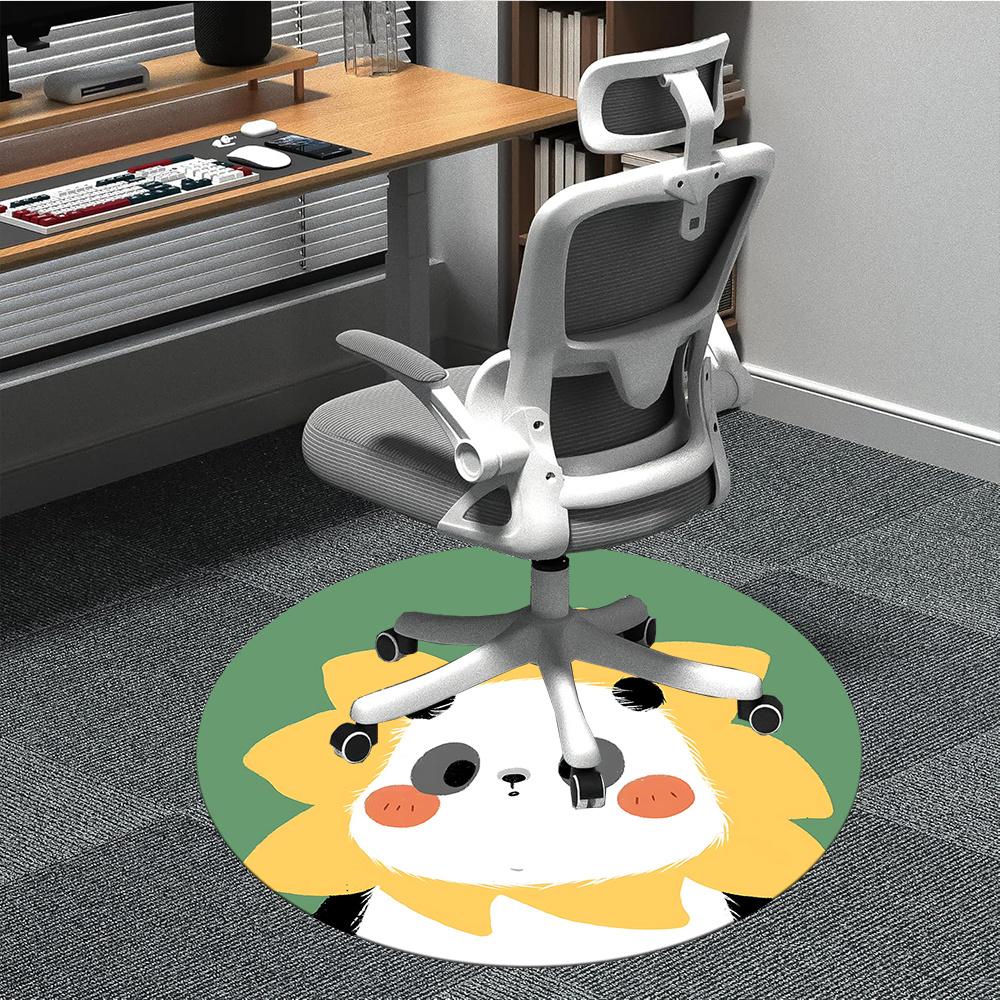 

1pc Panda Sunflower Office Round Area Rug, Indoor Mat Suitable ForOffice, Under Office Chairs Bedroom Living Room Home Decor, Room Decot046 80cm by 80cm