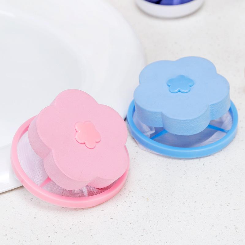 Plum Blossom Laundry Lint & Hair Removal Filter Bag with Stain Care Ball