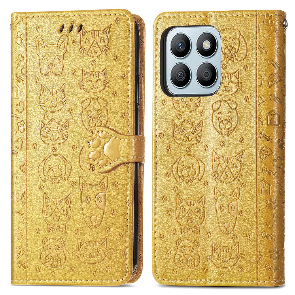 Leather Case For Honor X7c 4G/200 Smart 5G/Play 60 Plus 5G Wallet Flip Phone Cover Cute Cat Dog Pattern