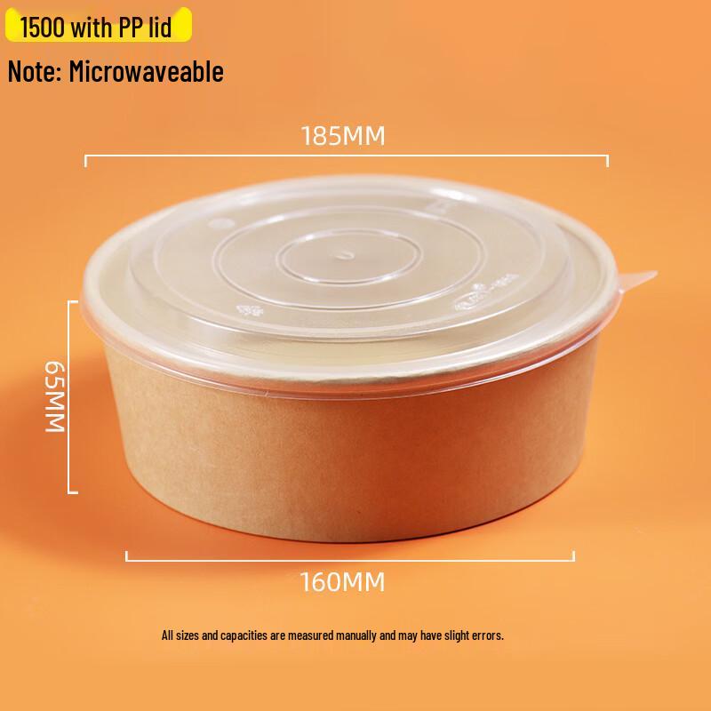 Handon 1500ml Kraft Paper Takeout Bowls with Lids