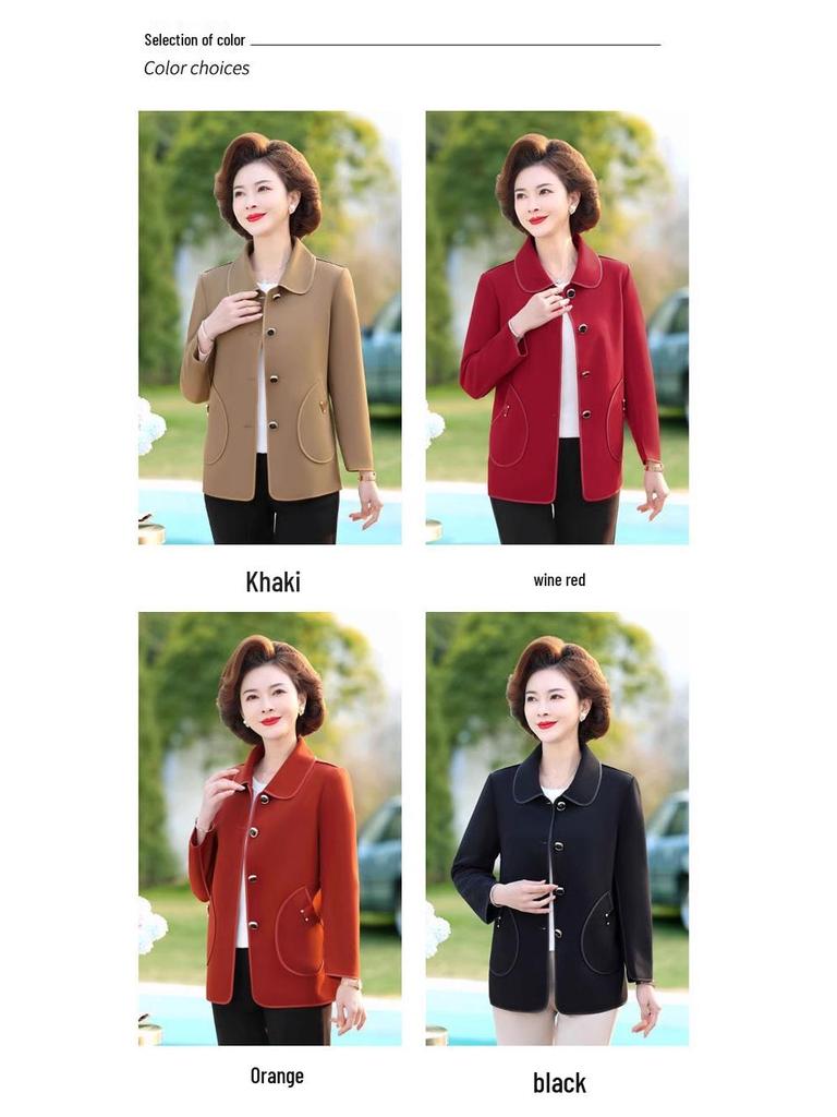 Hengyuanxiang Women's Plus Size Spring/Autumn Jacket for Middle-Aged & Elderly – Fashionable Outerwear