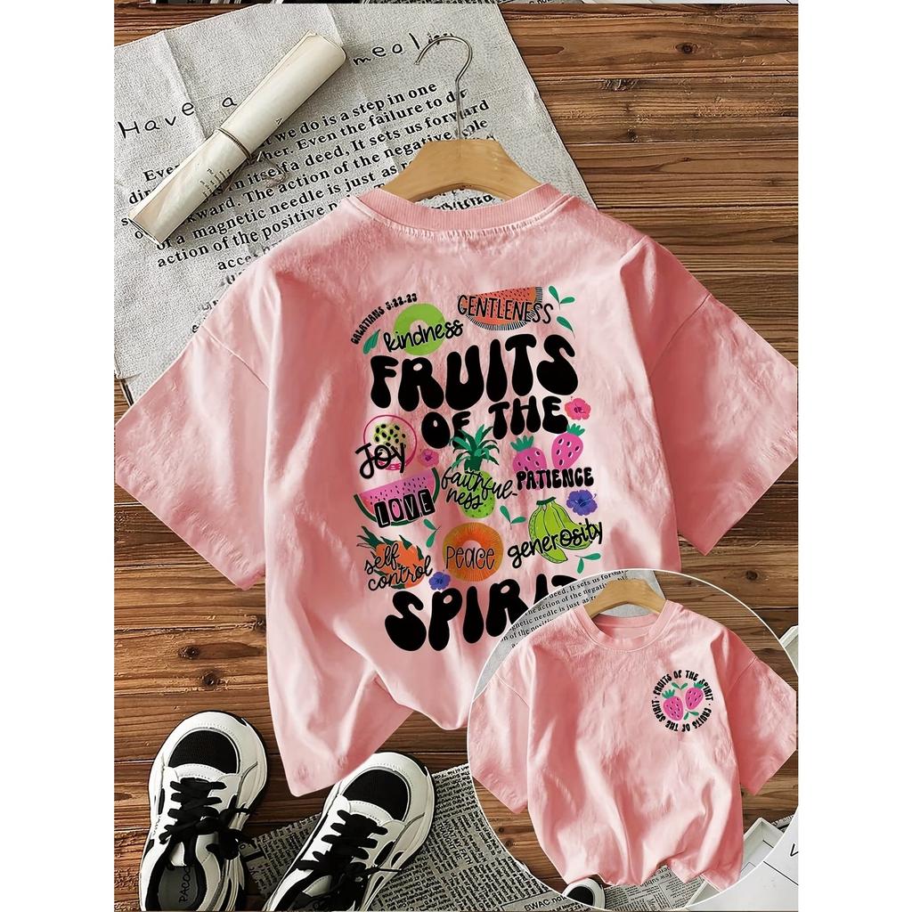 Funny Fruit of The Spirit  Cotton Womens Graphic Print TShirt Comfortable Crew Neck Short Sleeve Top Vintage Shirt