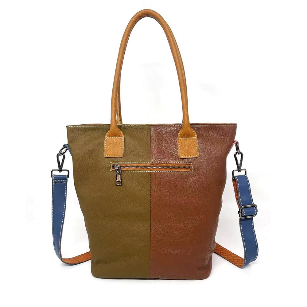 Vintage Color Patchwork Single Shoulder Tote Crossbody Bag