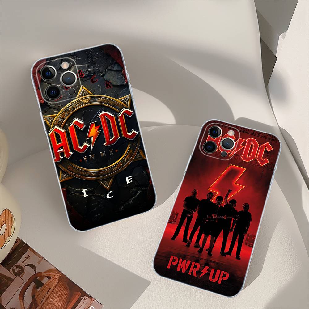 Custodia in TPU Trasparente AC Back In Black DC per iPhone 17 11 12 13 14 15 16 Pro Max 16 Plus Cover